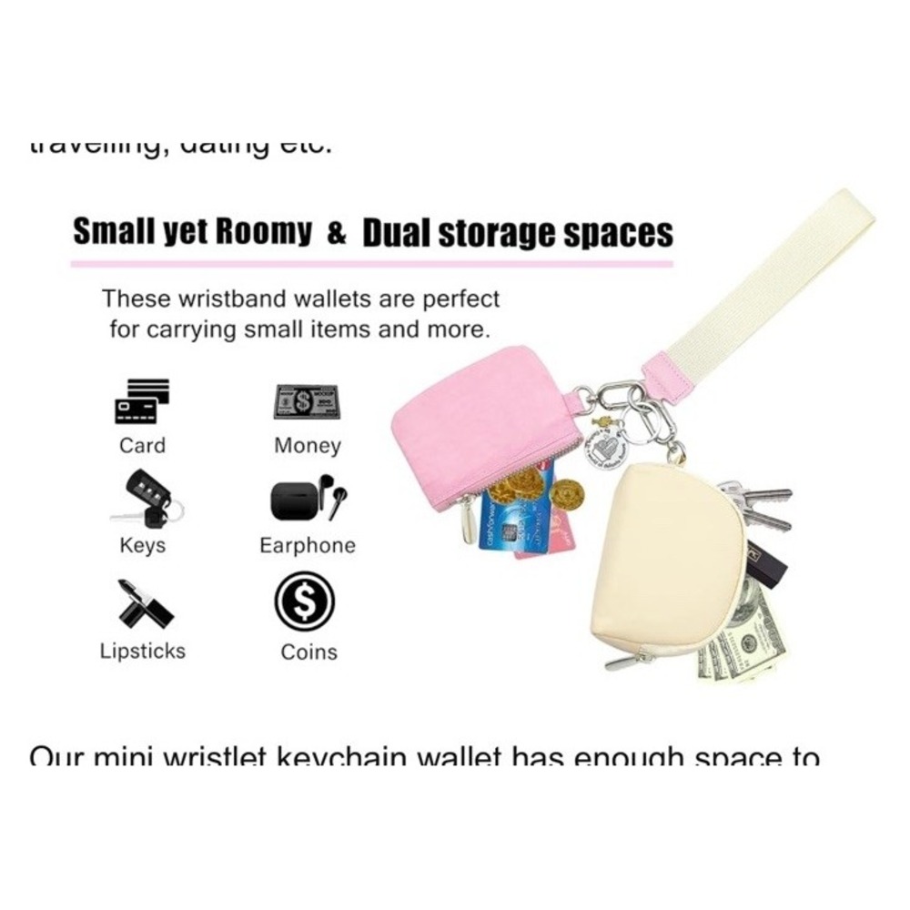 Mini Zip Around Wristlet keychain Wallet for Women,Small Dual Pouch Wristlet